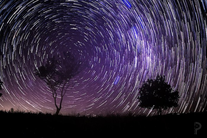 Night sky with stars rotating